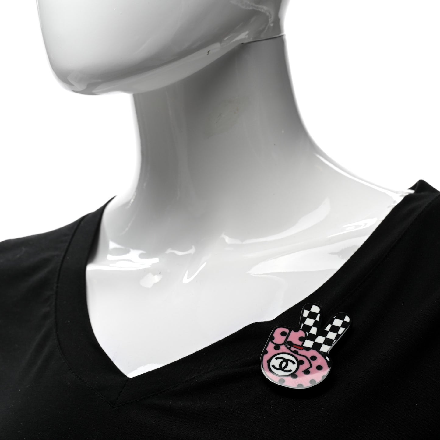 Resin Peace Sign Emoji Brooch Pink