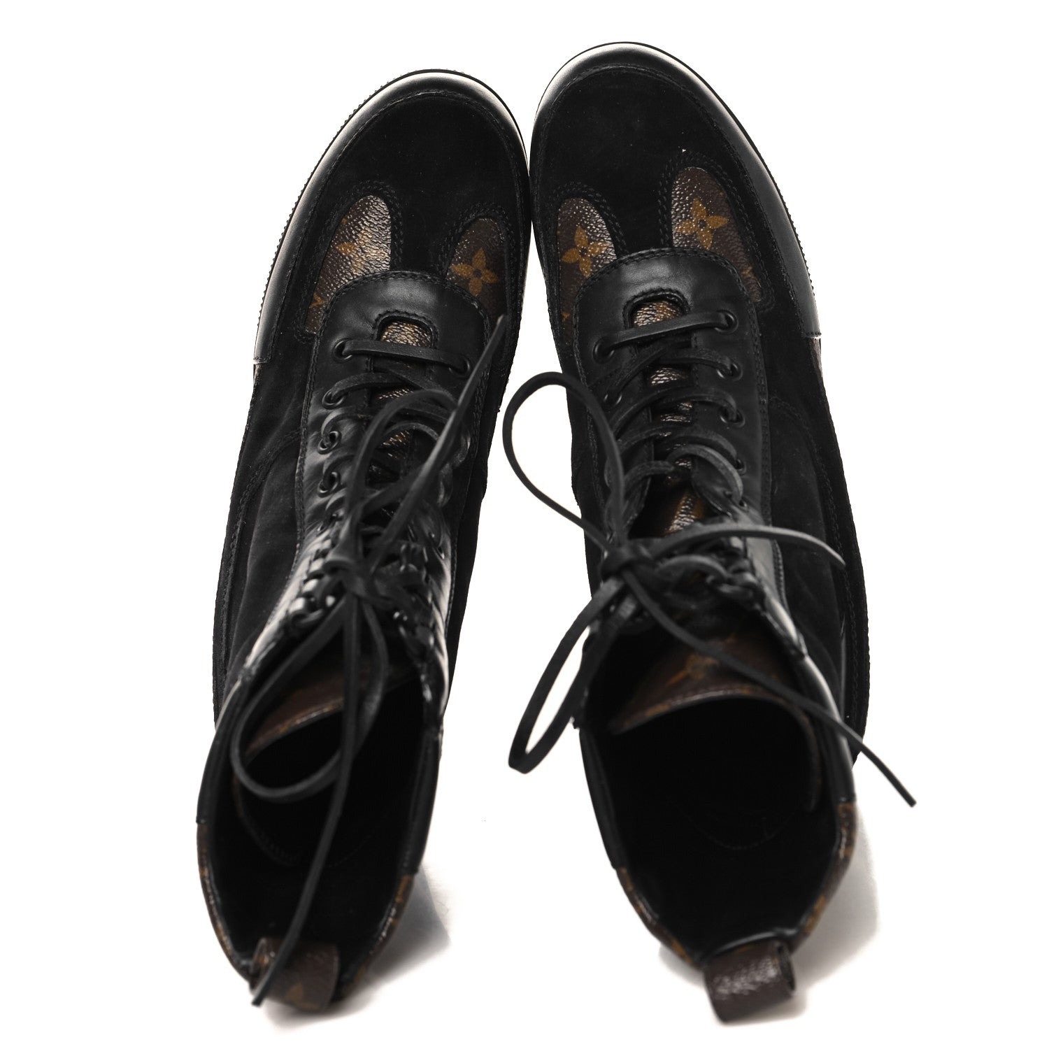 Louis Vuitton Suede Calfskin Monogram Laureate Platform Desert Boots 39.5 Black 2 of 9