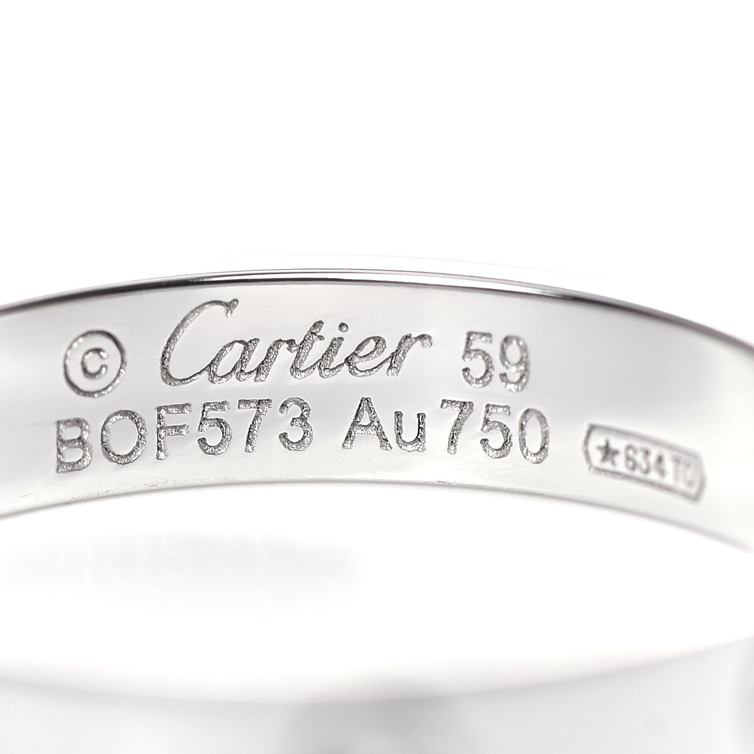 Cartier 18K White Gold Diamond 4mm LOVE Wedding Band Ring 59 8.75 4 of 5