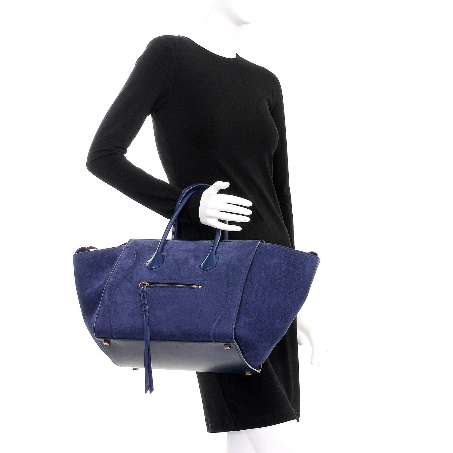Celine Nubuck Calfskin Medium Phantom Luggage Navy Blue 2 of 10