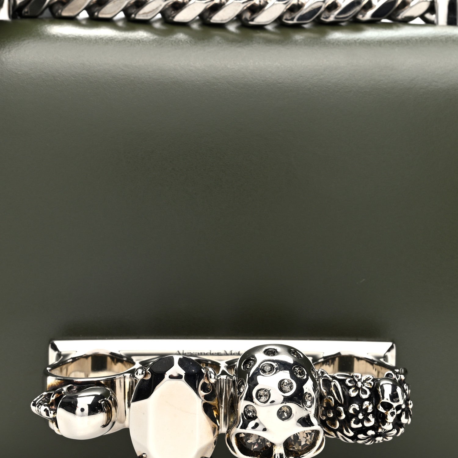 Alexander McQueen Calfskin Knuckle Crossbody Green 7 of 9