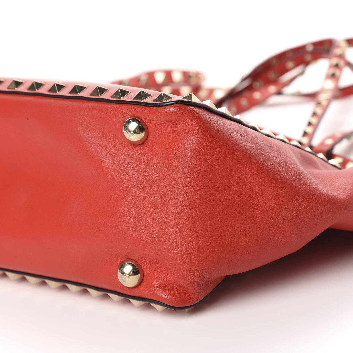 Vitello Small Rockstud Tote Deep Orange