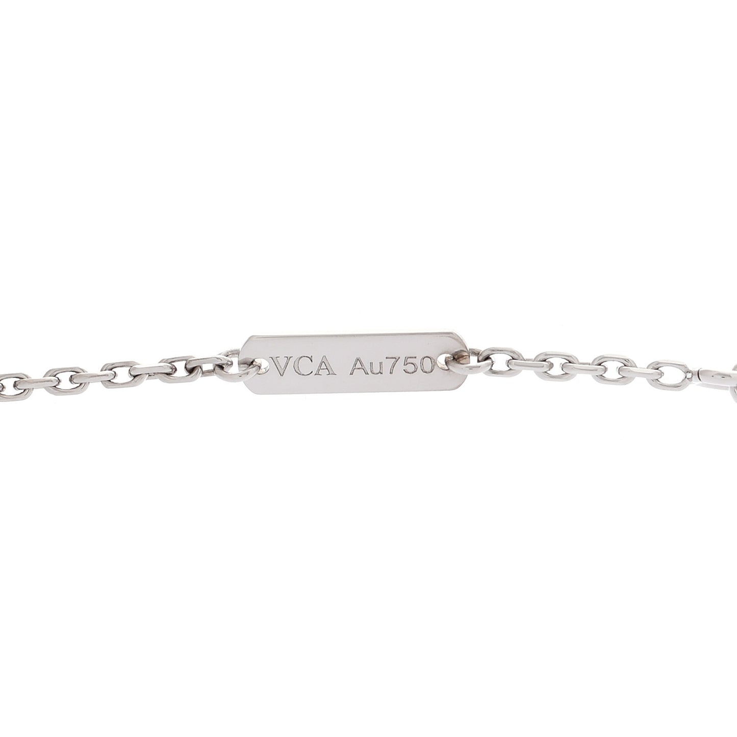 18K White Gold Chalcedony Vintage Alhambra Pendant Necklace