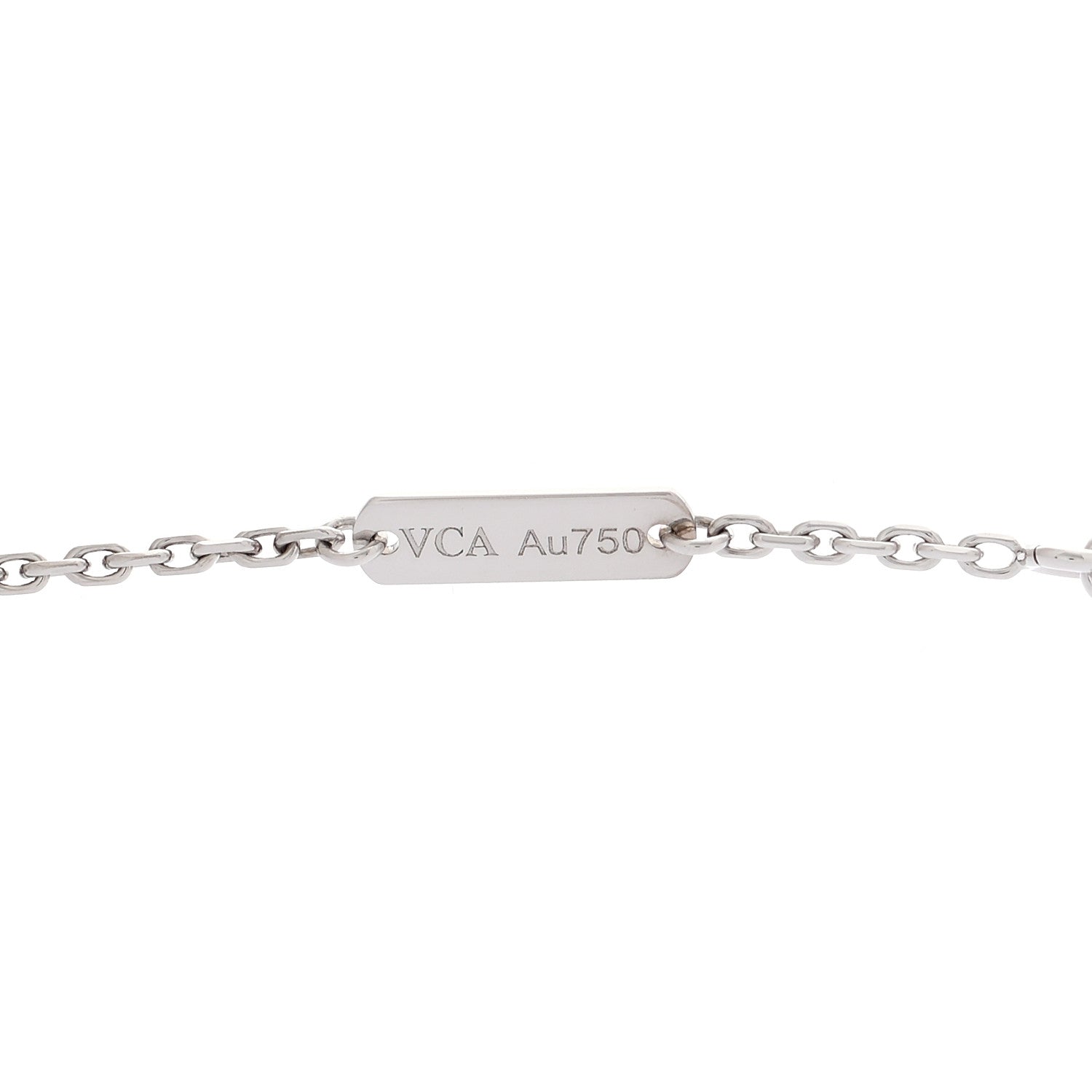 Van Cleef & Arpels 18K White Gold Chalcedony Vintage Alhambra Pendant Necklace 5 of 7
