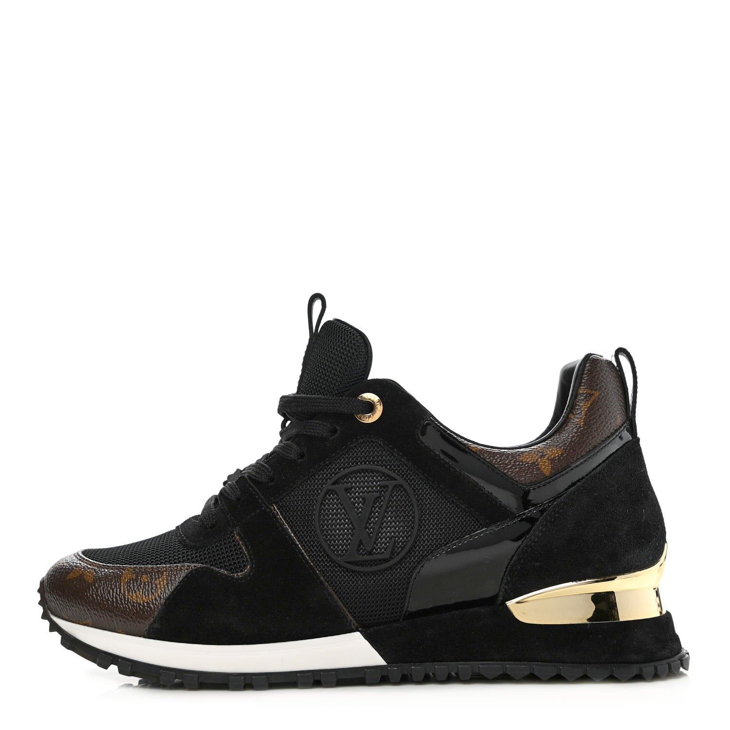 Louis Vuitton Suede Monogram Run Away Sneakers 38 Black 1 of 8