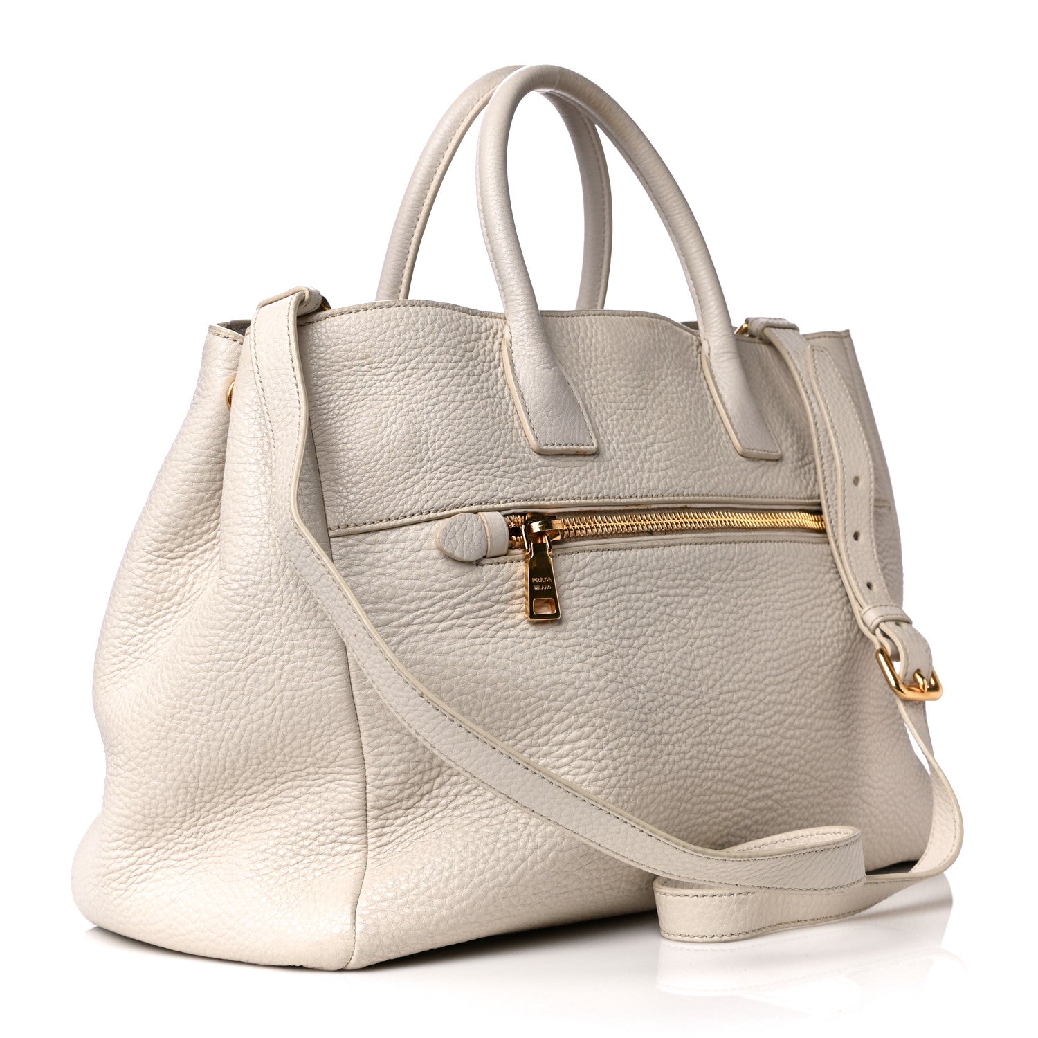 Prada Vitello Daino Top Handle Tote White 3 of 18