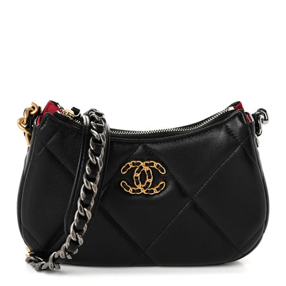 Chanel Lambskin Quilted Chanel 19 Hobo Clutch With Chain Black 1 of 10