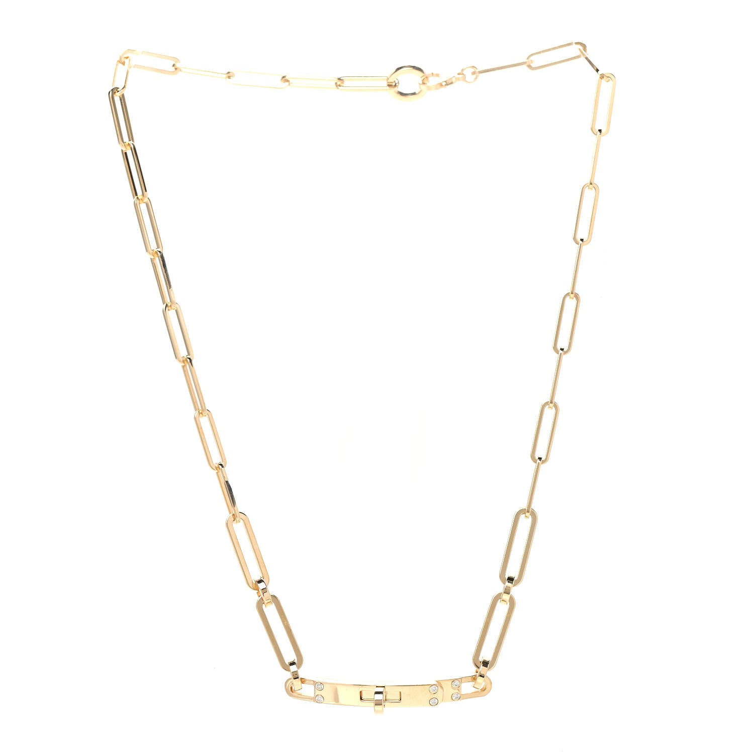 Hermes 18K Yellow Gold Diamond Kelly Chaine Choker Necklace 3 of 6