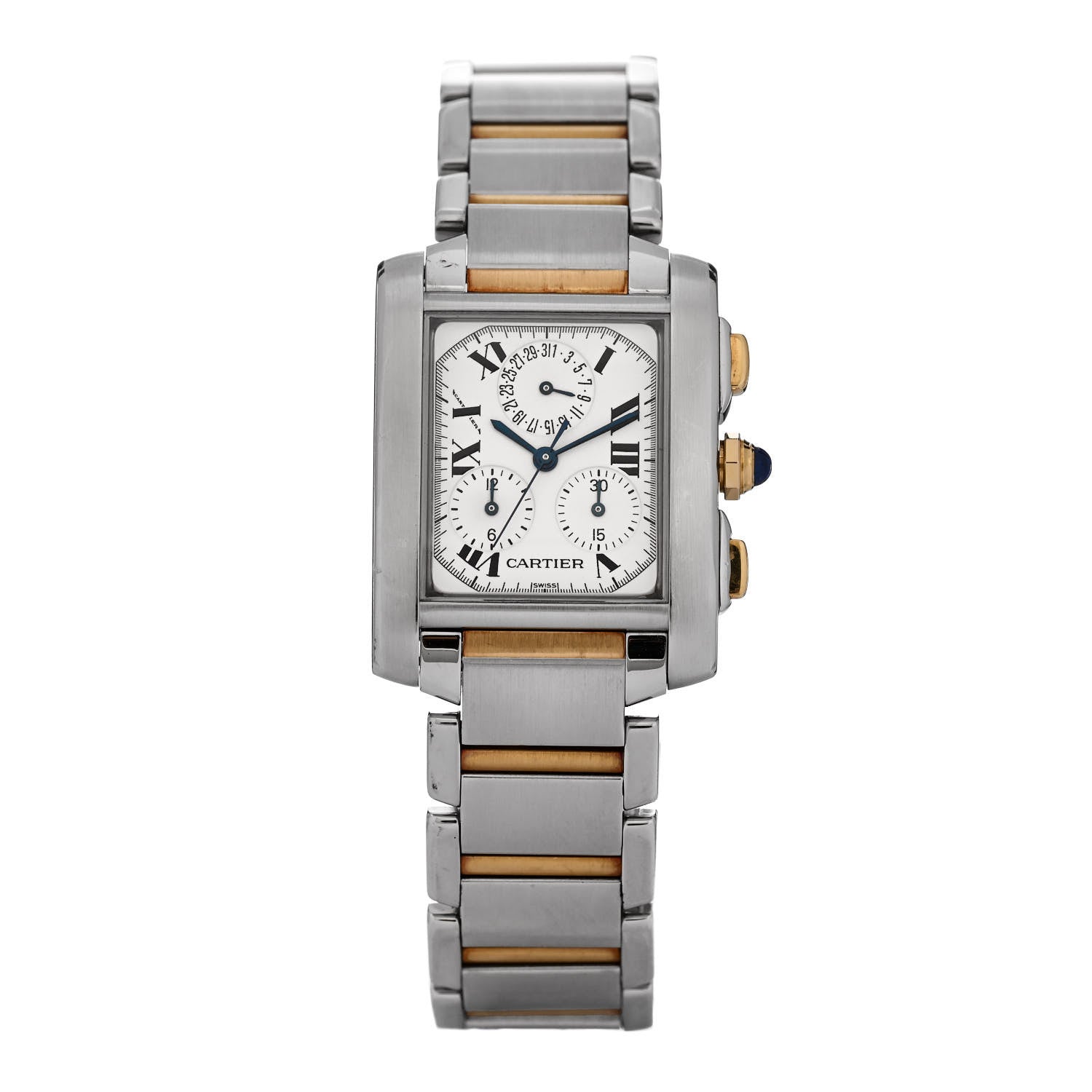 Cartier Stainless Steel 18K Yellow Gold 28mm Tank Francaise Chrono Reflex Quartz Watch 1 of 4