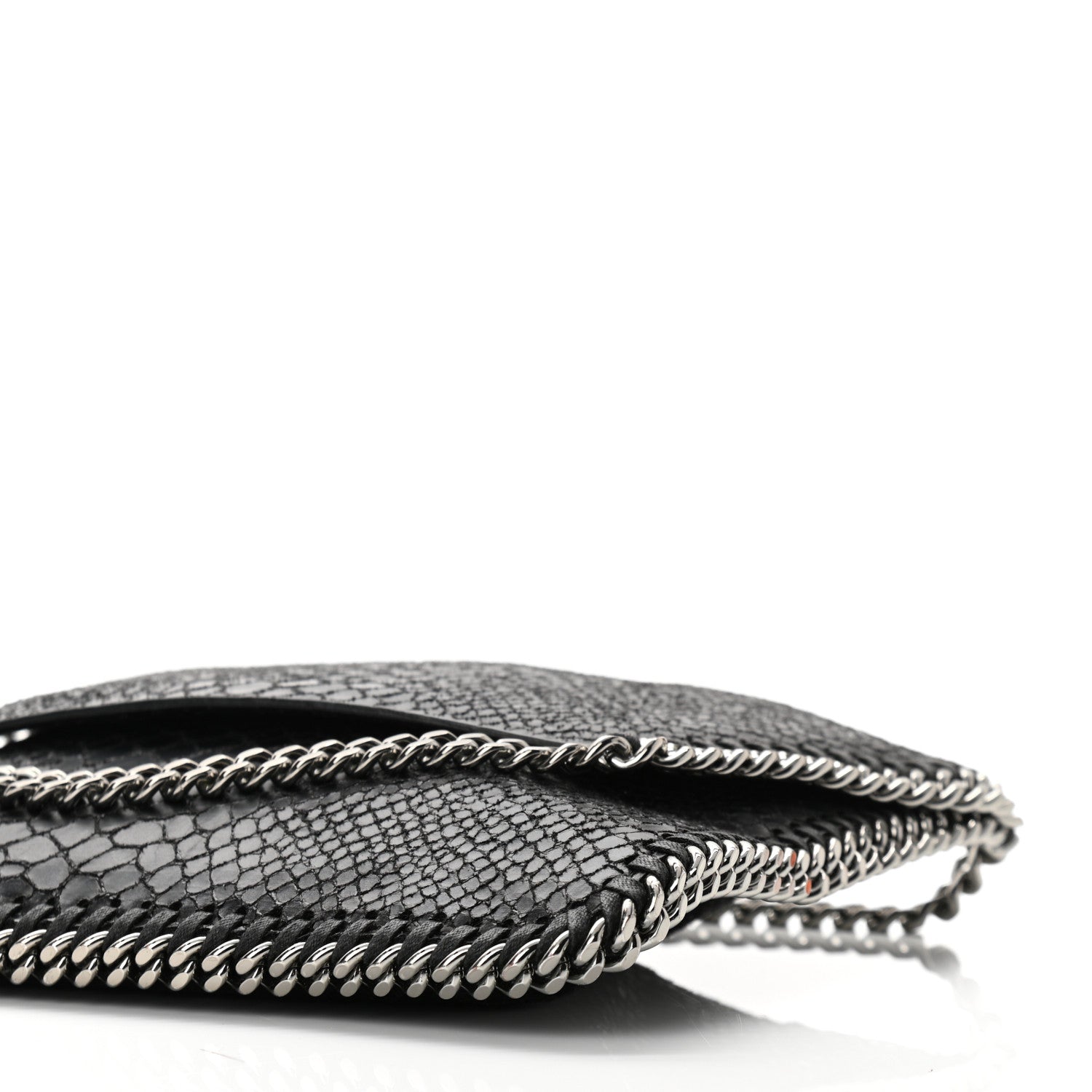 Stella McCartney Snakeskin Effect Tiny Falabella Fold Over Tote Black 6 of 9