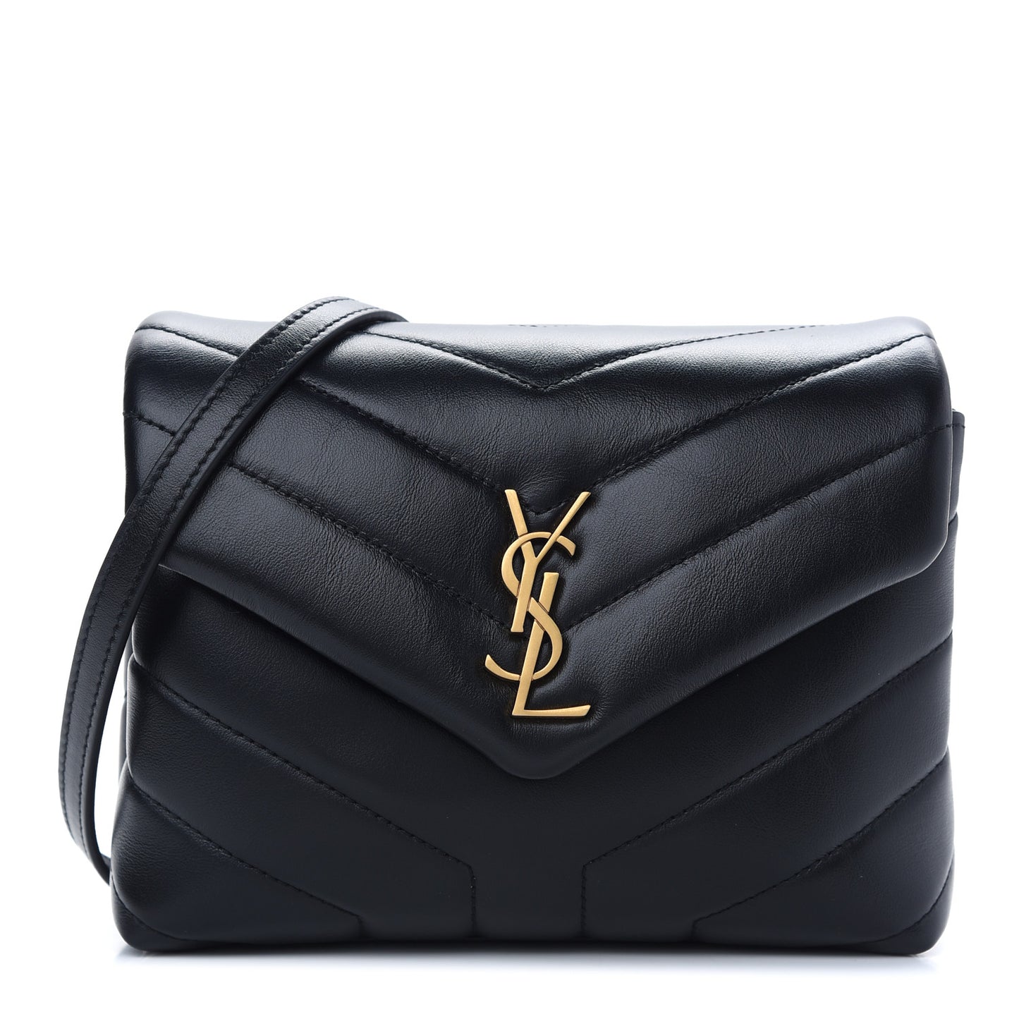 Calfskin Y Quilted Monogram Toy Loulou Crossbody Bag Black