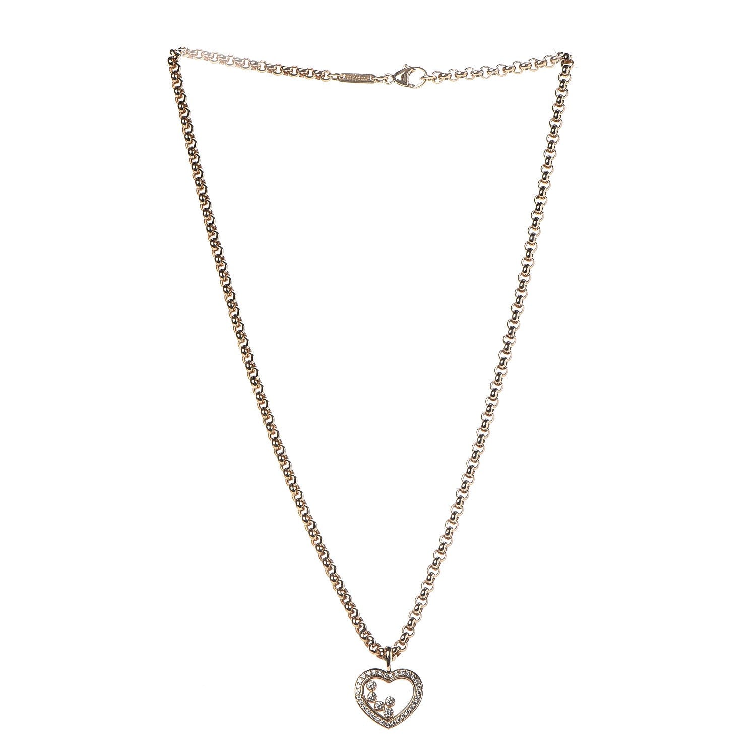 Chopard 18K Yellow Gold Happy Diamonds Floating Heart Pendant Necklace 3 of 7
