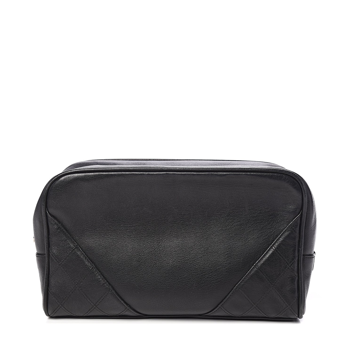 Lambskin Diamond Stitch Cosmetic Case Black
