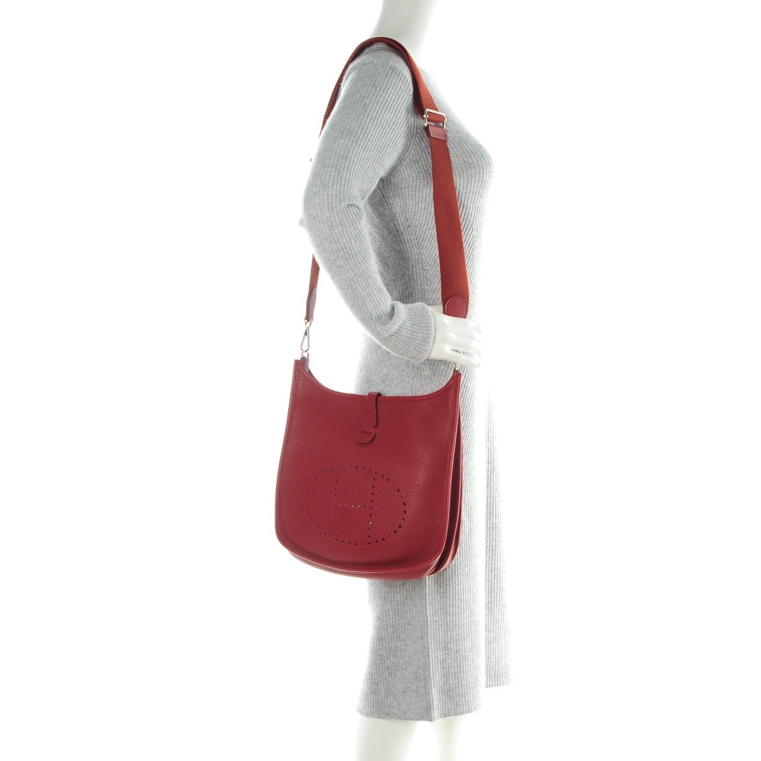 Hermes Taurillon Clemence Evelyne III PM Rouge Garance 2 of 7
