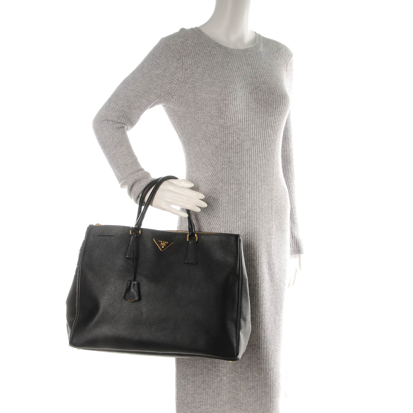 Saffiano Lux Extra Large Galleria Double Zip Tote Black