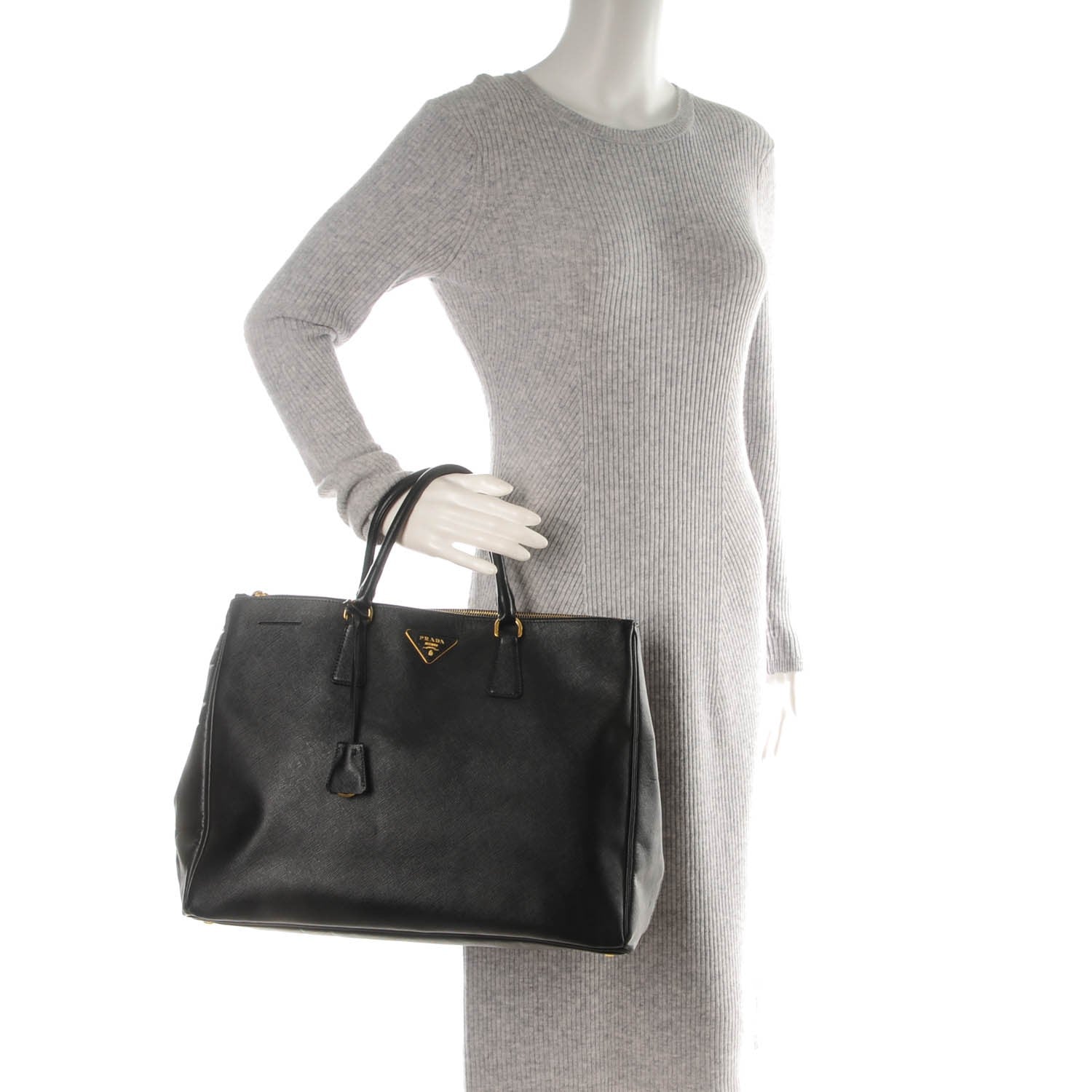 Prada Saffiano Lux Extra Large Galleria Double Zip Tote Black 2 of 10