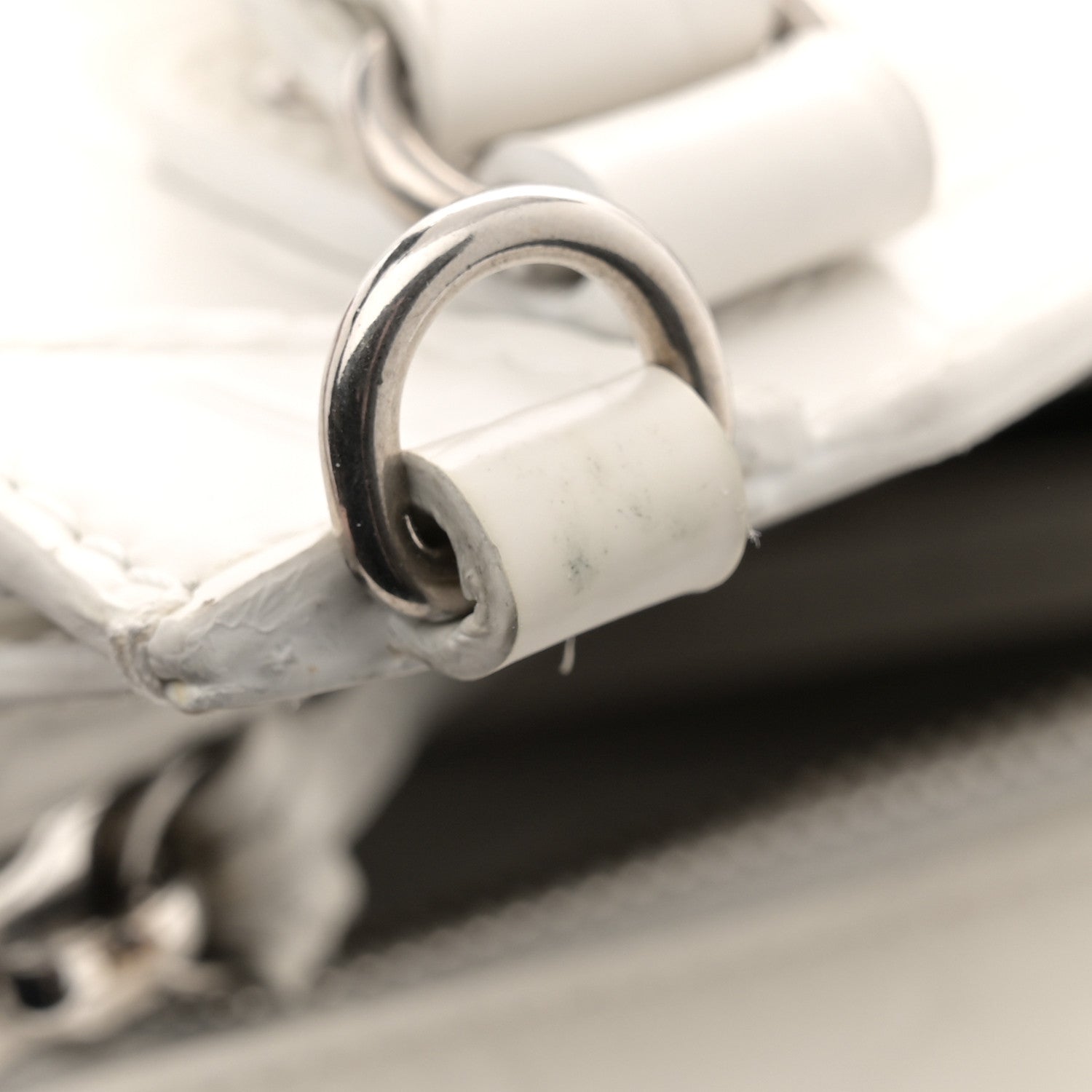 Balenciaga Semi Shiny Calfskin Crocodile Embossed Neo Classic Silver Hardware Mini City White 13 of 17