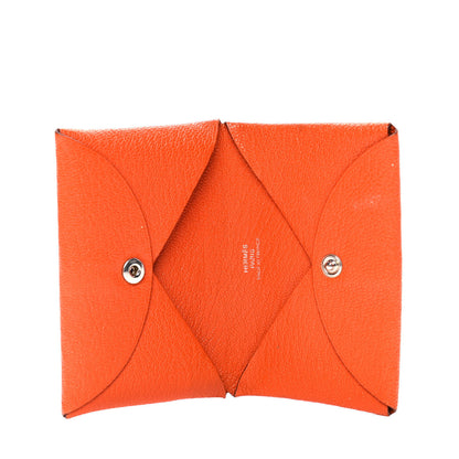 Hermes Chevre Mysore Calvi Card Case Orange 4 of 5