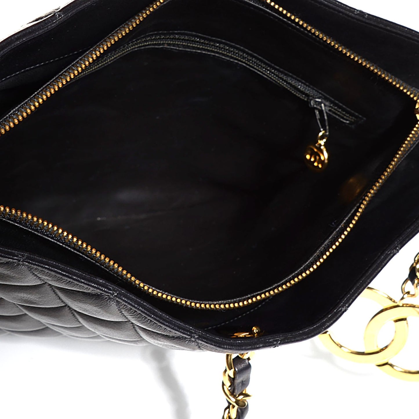 Lambskin Quilted CC Shopping Tote Black