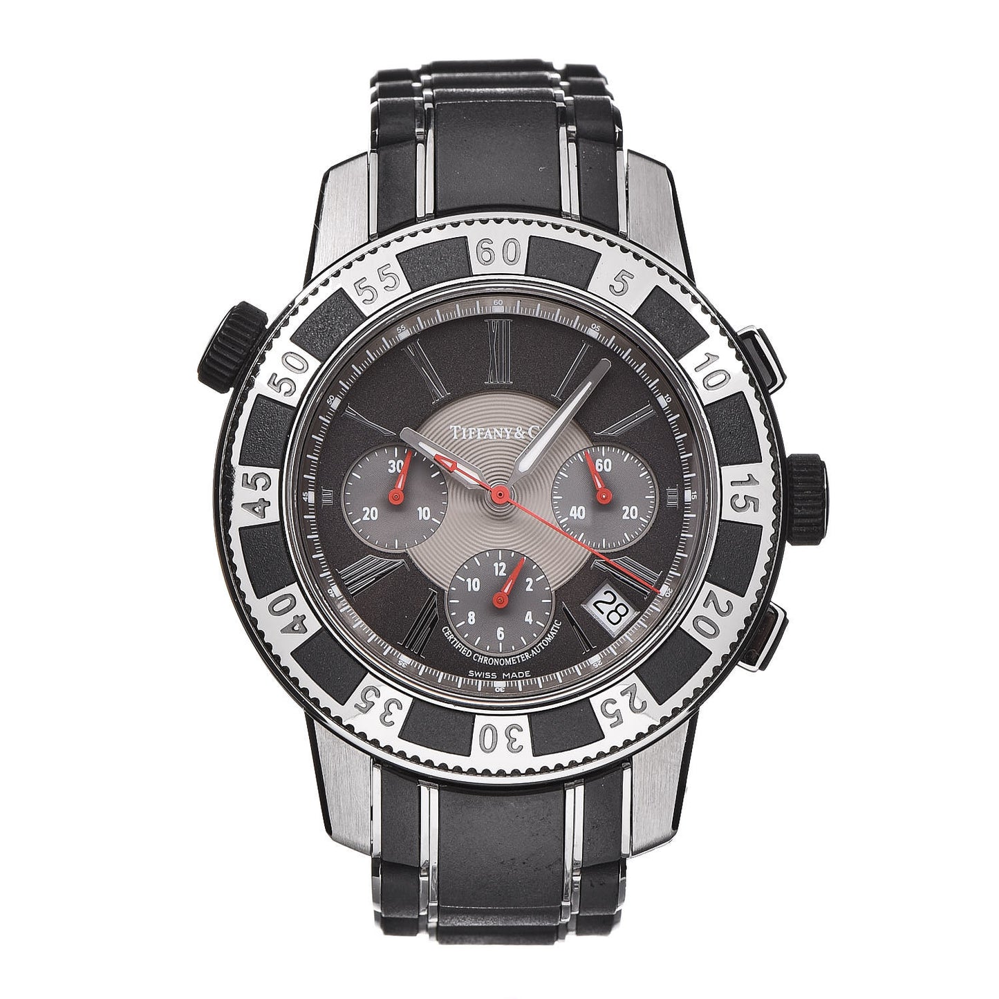 Stainless Steel Rubber 42mm Mark T-57 Chronograph Automatic Watch Black