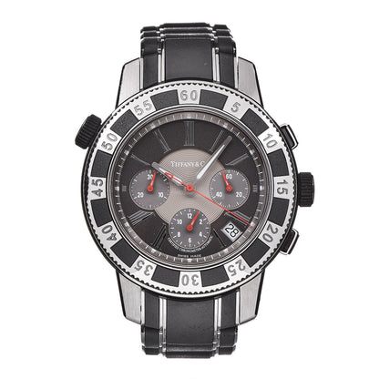 Tiffany Stainless Steel Rubber 42mm Mark T-57 Chronograph Automatic Watch Black 1 of 7
