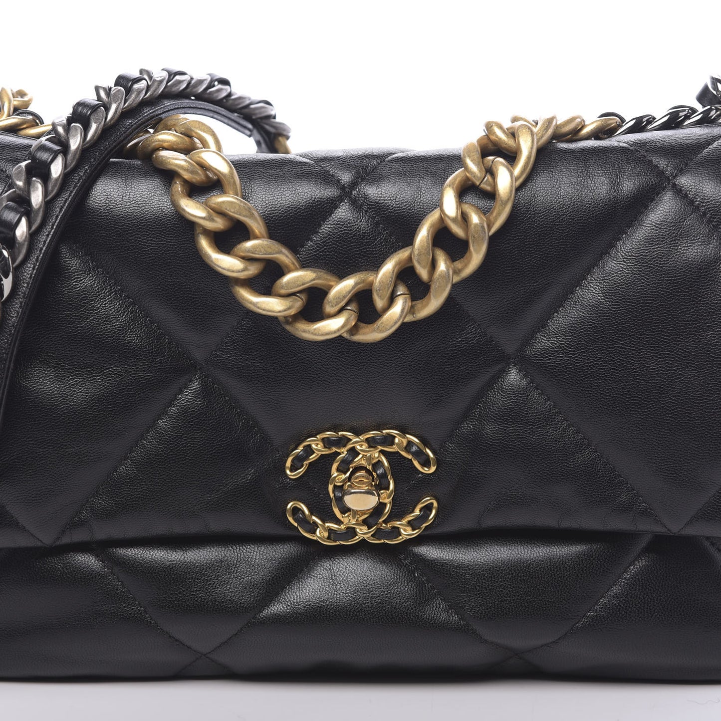 Lambskin Quilted Large 19 Flap Black