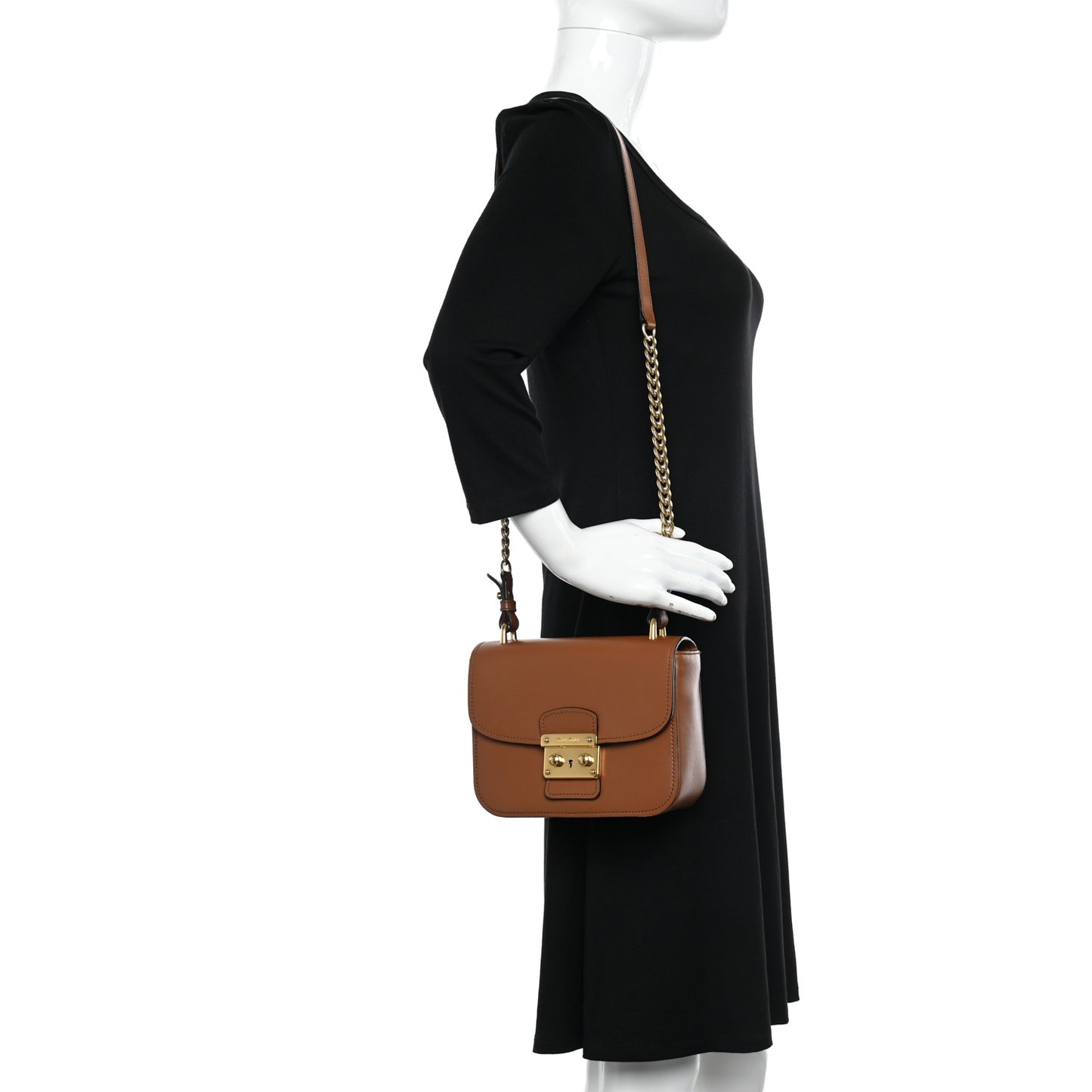 City Calf Lock Shoulder Bag Cognac