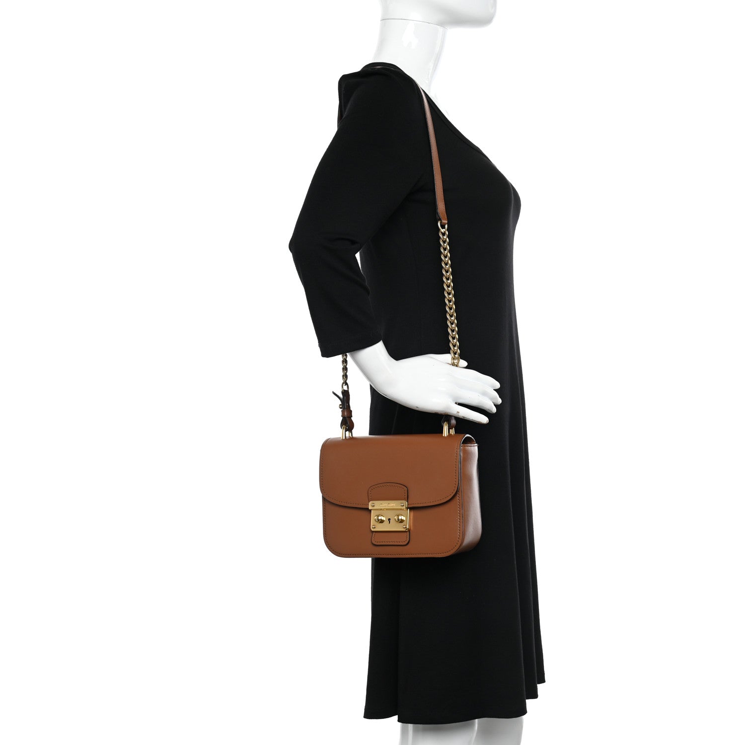 Miu Miu City Calf Lock Shoulder Bag Cognac 2 of 12