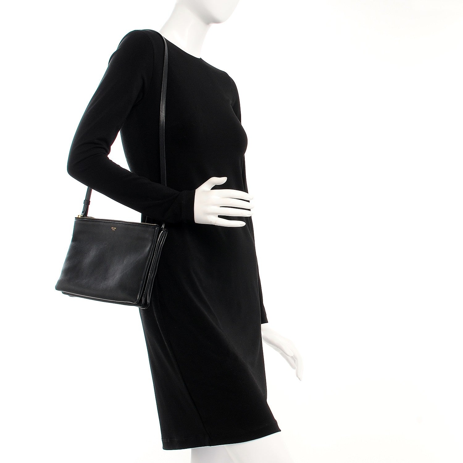 Celine Lambskin Large Trio Crossbody Bag Black 2 of 12