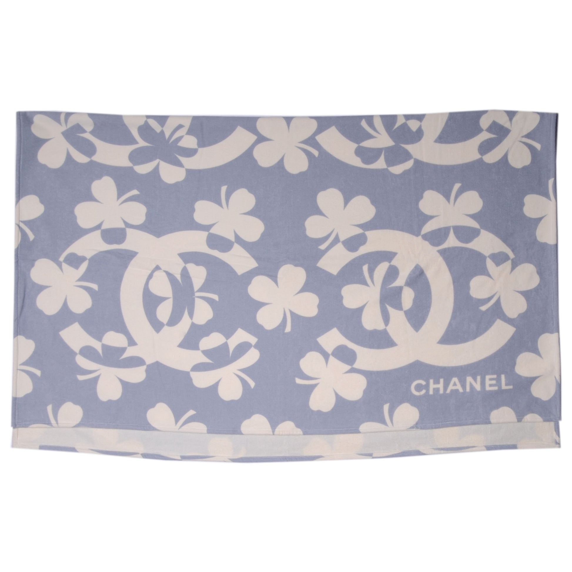 Chanel Cotton Clover Beach Towel Blue/White 2 of 5