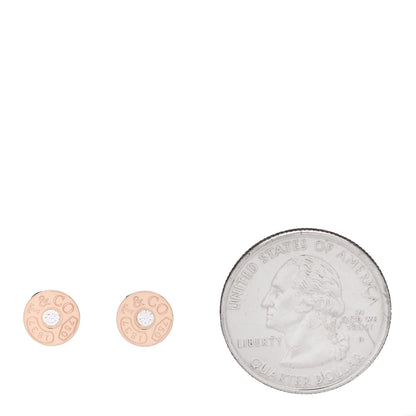 Tiffany 18K Rose Gold Diamond 1837 Circle Earrings 2 of 5