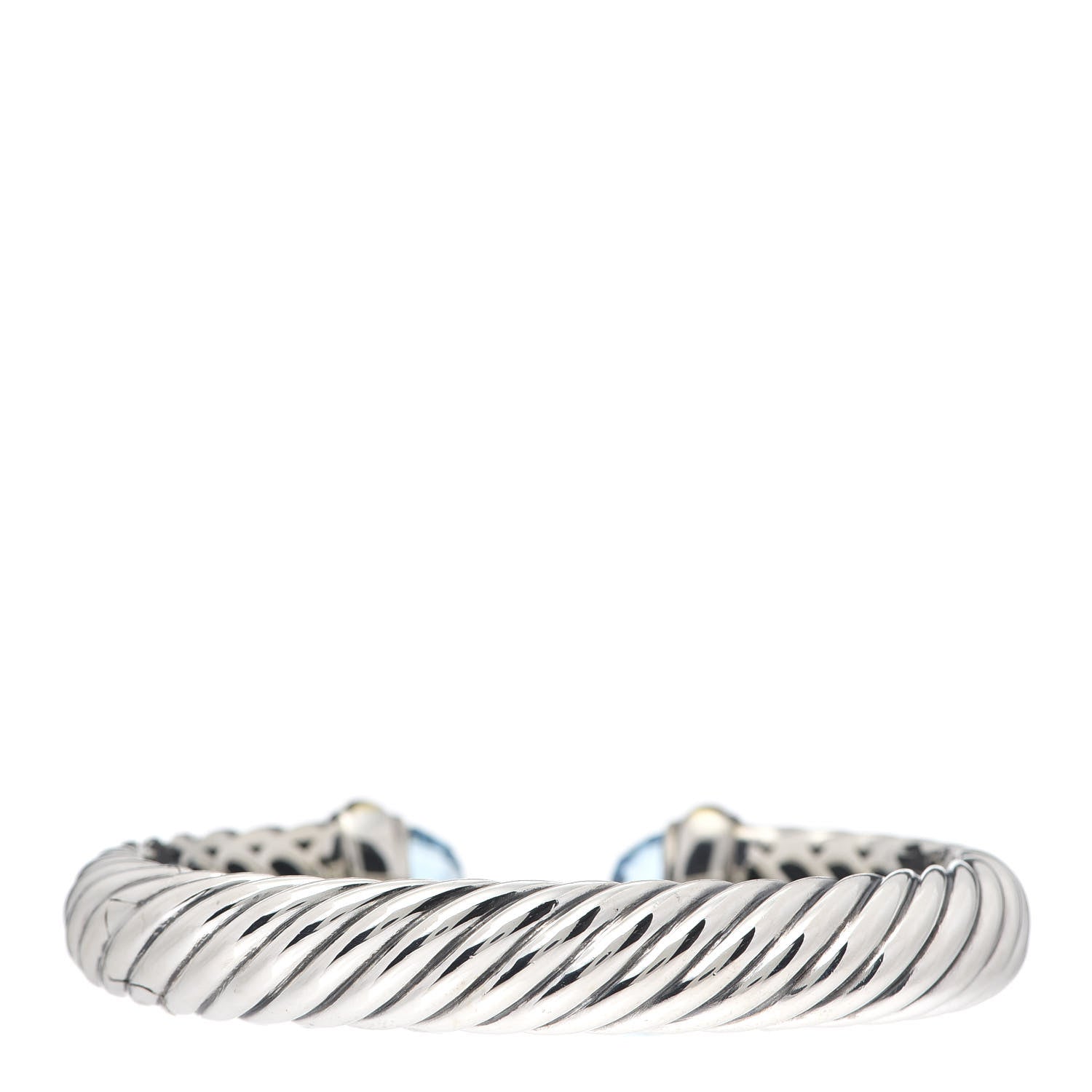 David Yurman Sterling Silver 18K Yellow Gold Blue Topaz 10mm Waverly Bracelet 3 of 6