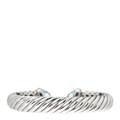 David Yurman Sterling Silver 18K Yellow Gold Blue Topaz 10mm Waverly Bracelet 3 of 6