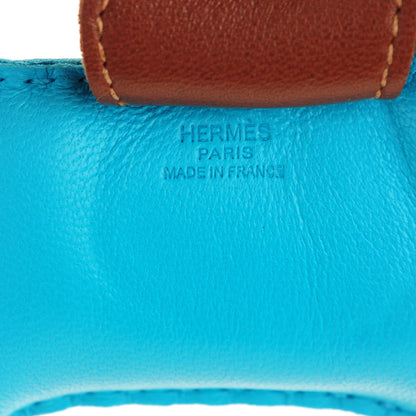 Hermes Milo Lambskin Grigri Rodeo Horse Bag Charm MM Bleu Azteque Bleu Electrique Fauve 3 of 4