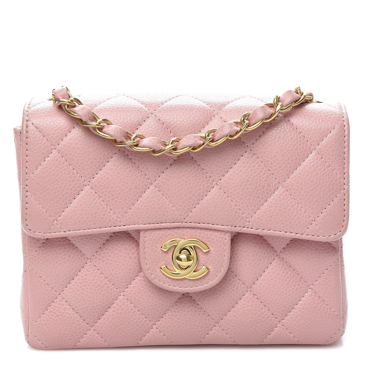 Caviar Quilted Mini Square Flap Pink