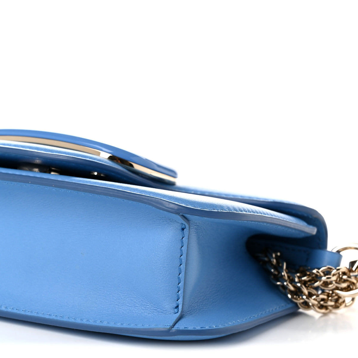 Valentino Garavani Calfskin Enamel Vlogo Small Loco Shoulder Bag Denim 10 of 11