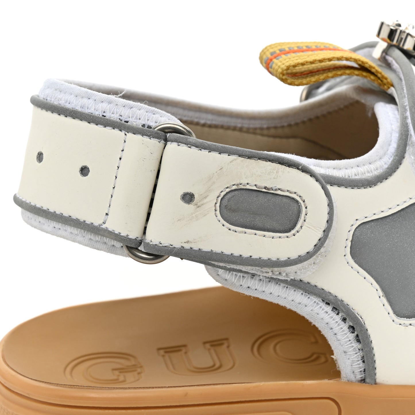 Mesh Fabric Tinsel Sport Sandals 39 White Silver