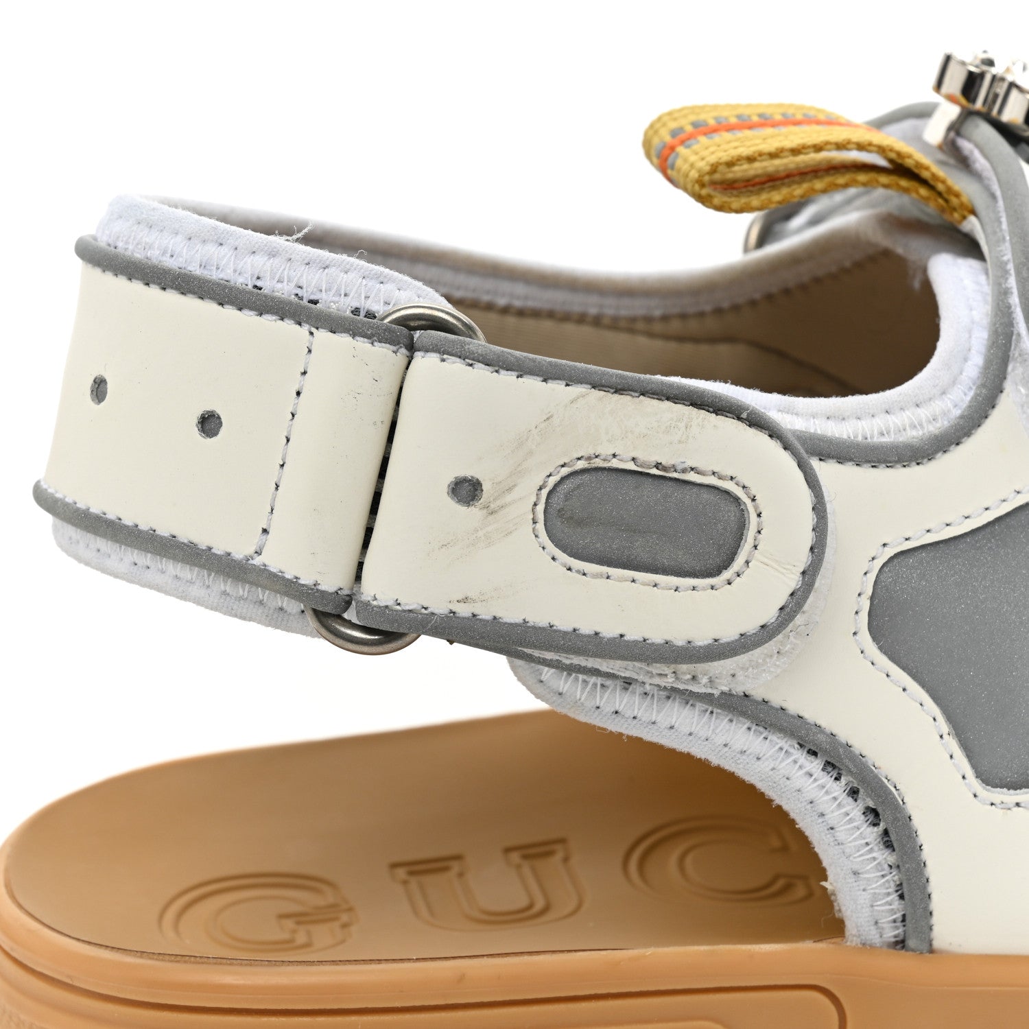 Gucci Mesh Fabric Tinsel Sport Sandals 39 White Silver 9 of 11