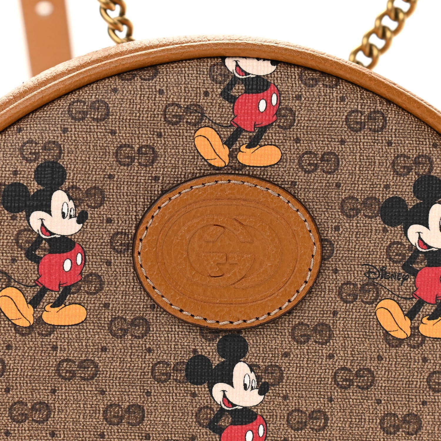 Gucci X DISNEY Mini Vintage GG Supreme Monogram Mickey Mouse Round Backpack Beige Vintage Sun Oil 8 of 11