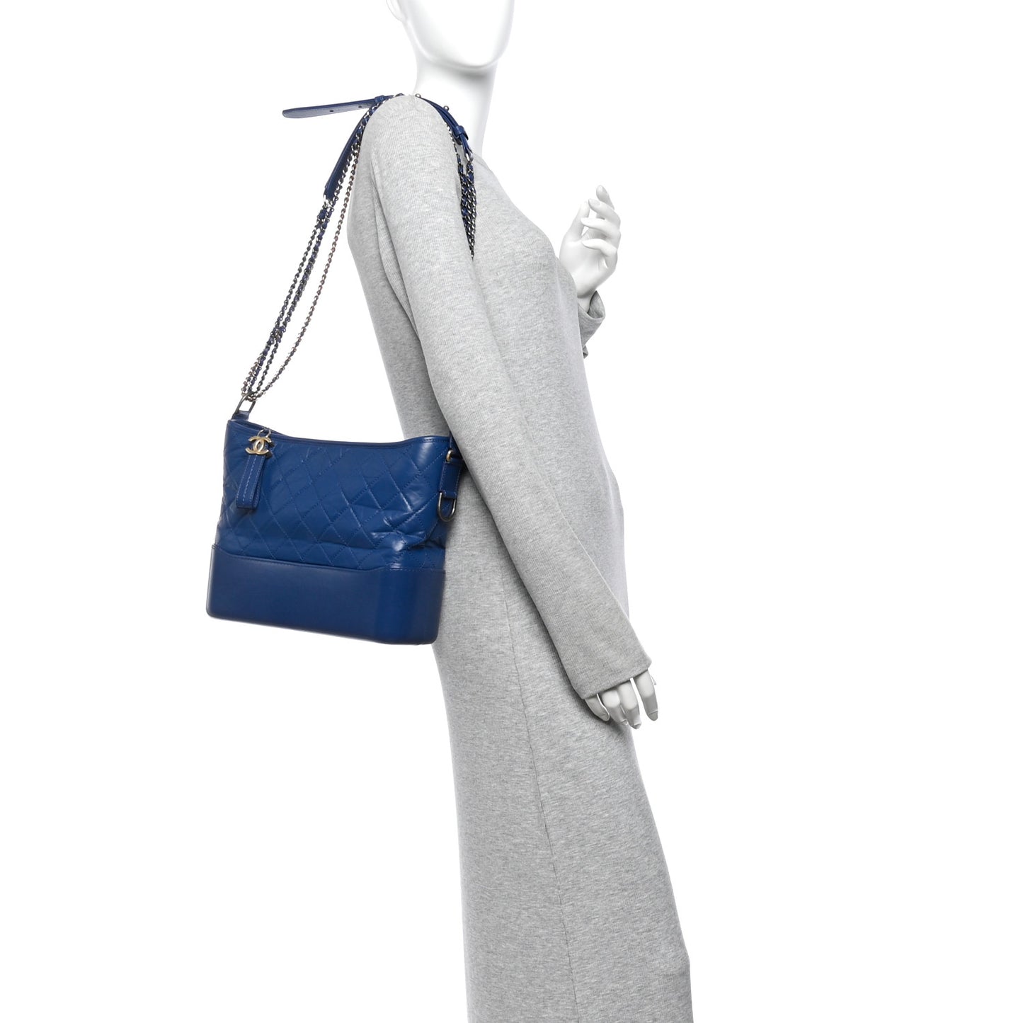 Aged Calfskin Quilted Medium Gabrielle Hobo Blue