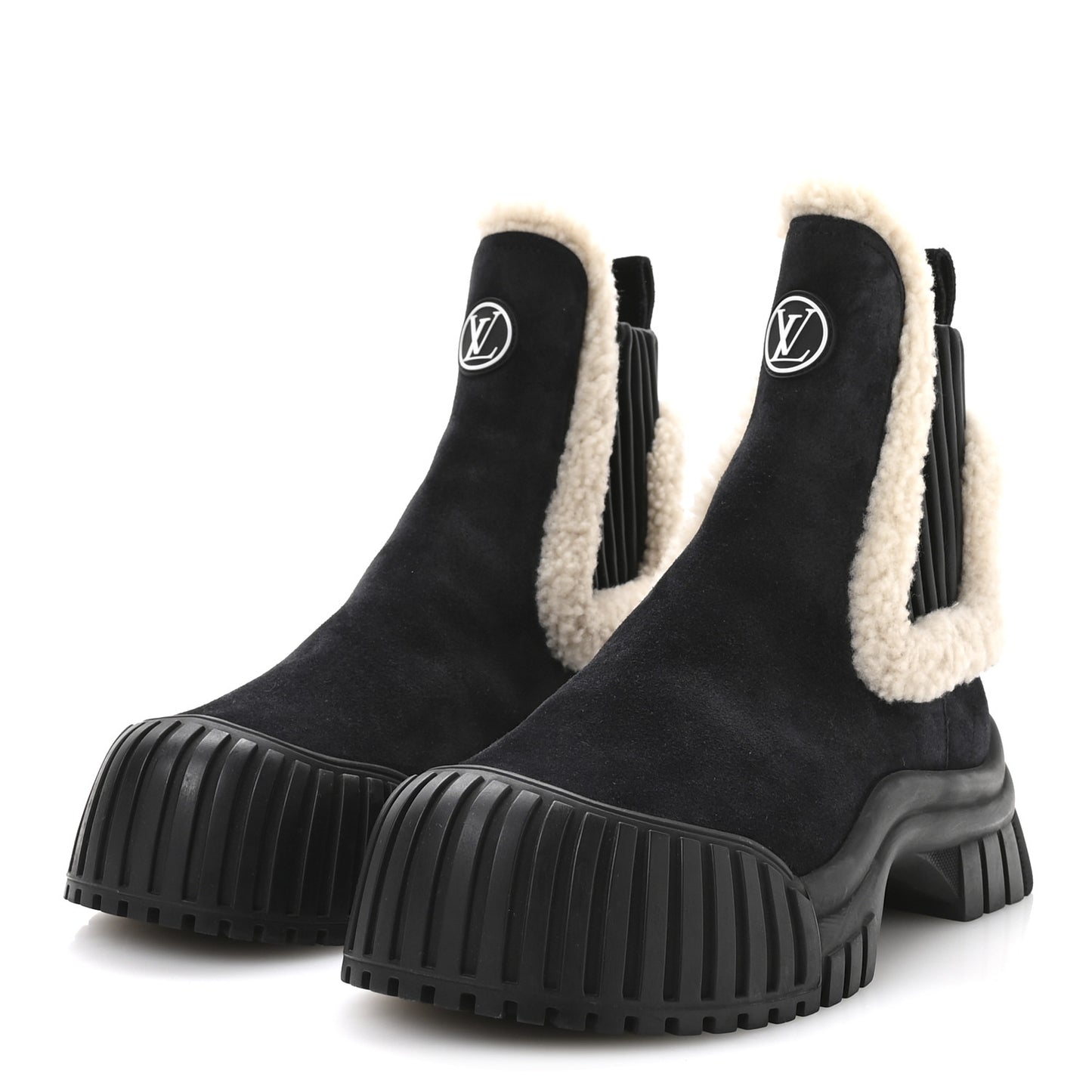 Suede Shearling Ruby Flat Ankle Boots 38 Black