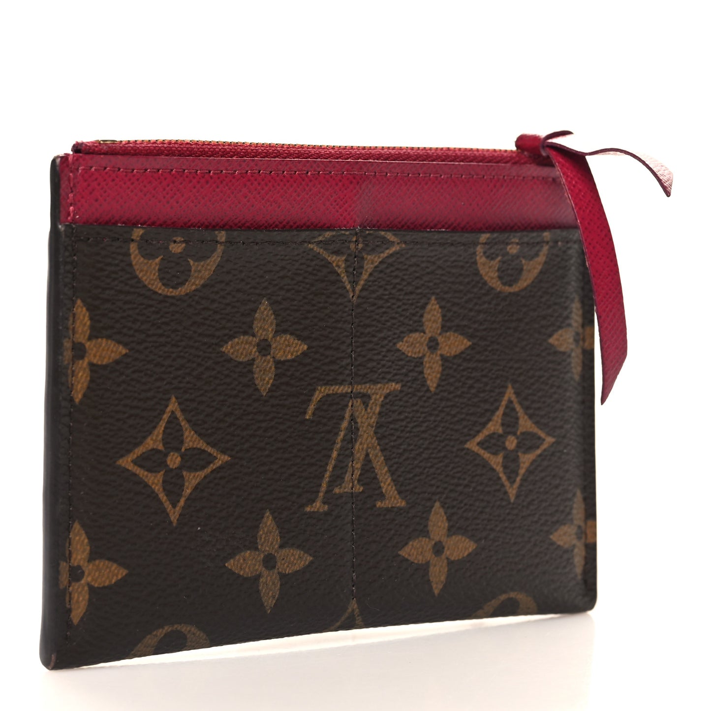 Monogram Zipped Card Holder Fuchsia