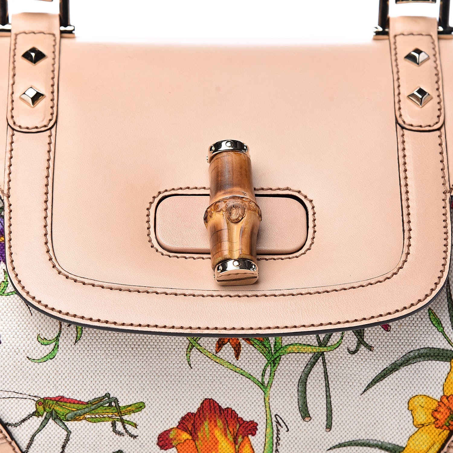 Gucci Floral Flora Canvas Bamboo Top Handle Bag 8 of 10