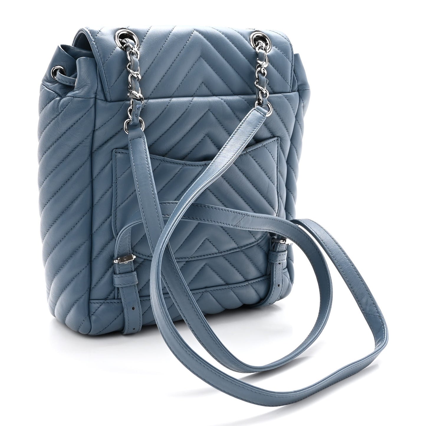 Calfskin Chevron Quilted Small Urban Spirit Backpack Light Blue
