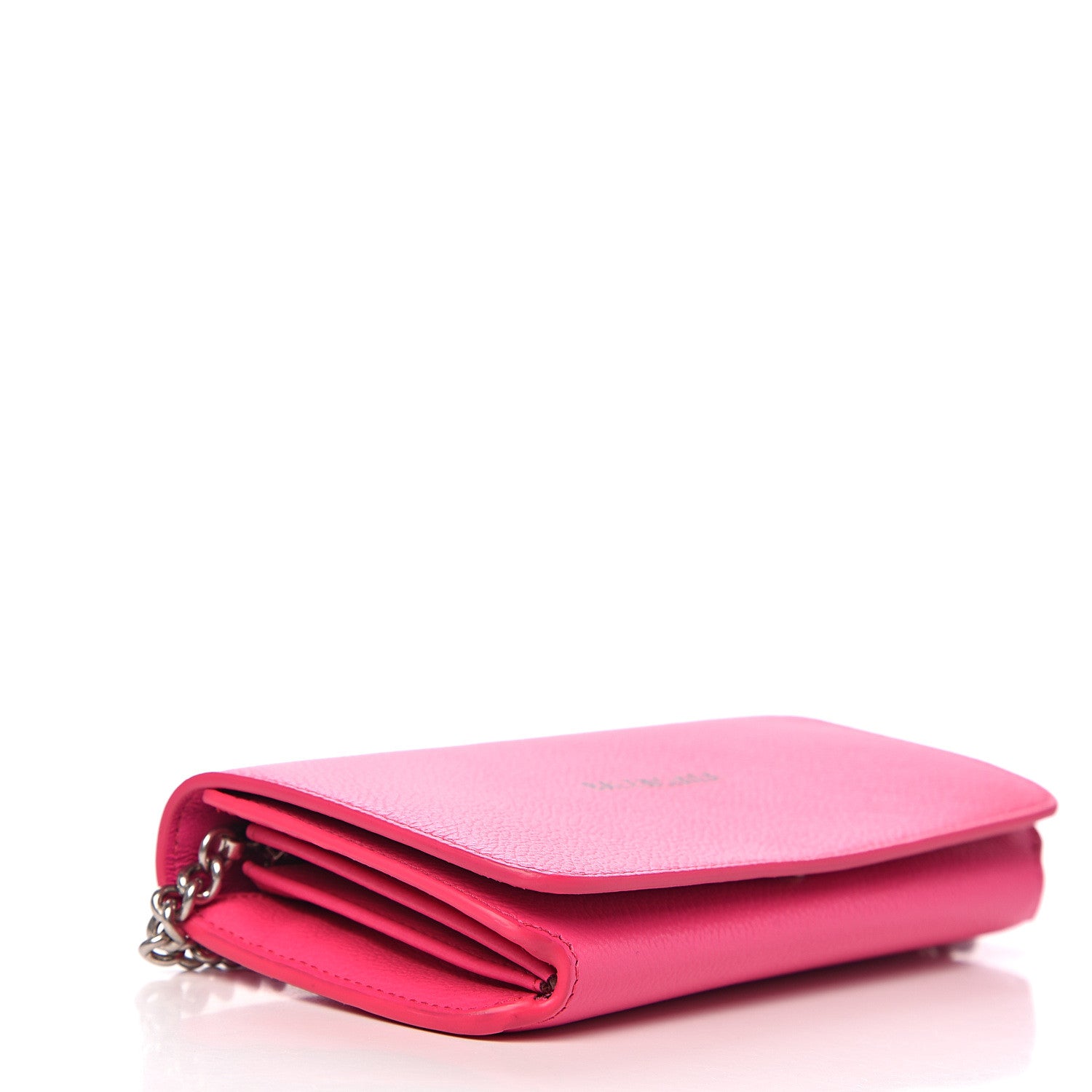 Balenciaga Grained Calfskin Logo Cash Continental Wallet on Chain Acid Pink Black 3 of 8