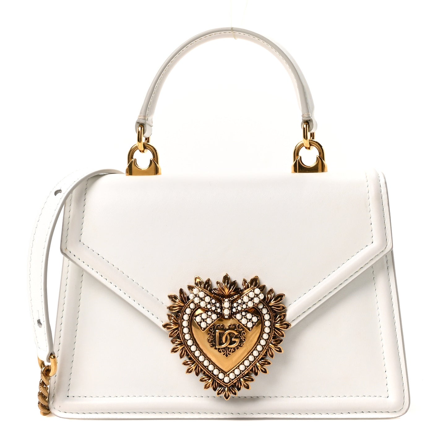 Smooth Calfskin Small Devotion Envelope Top Handle Bag White