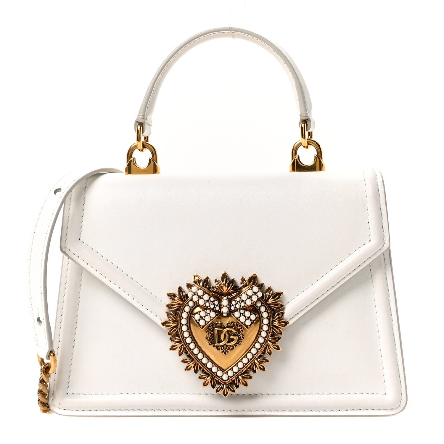 Dolce & Gabbana Smooth Calfskin Small Devotion Envelope Top Handle Bag White 1 of 9