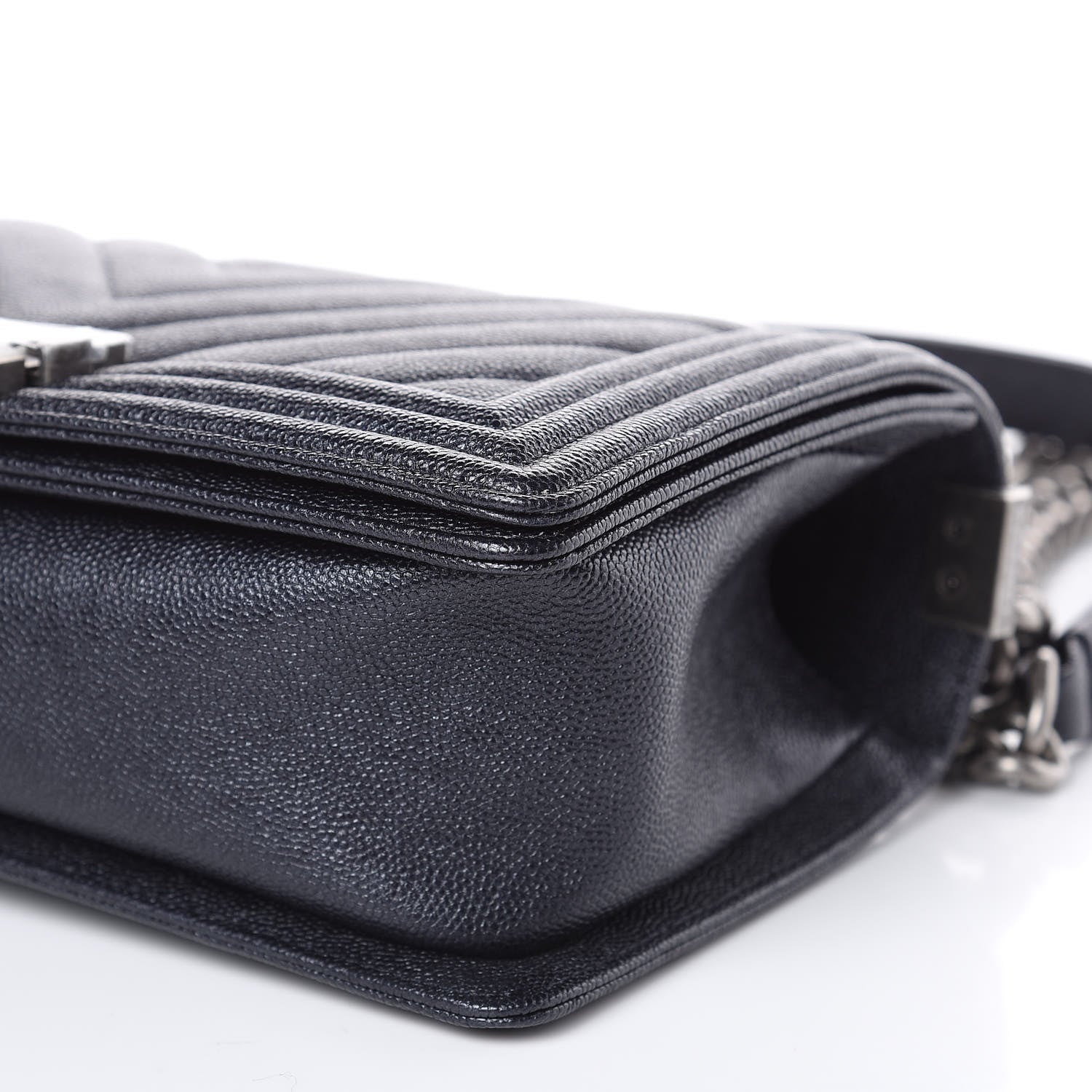Chanel Caviar Chevron Quilted Medium Boy Flap Navy 11 of 16
