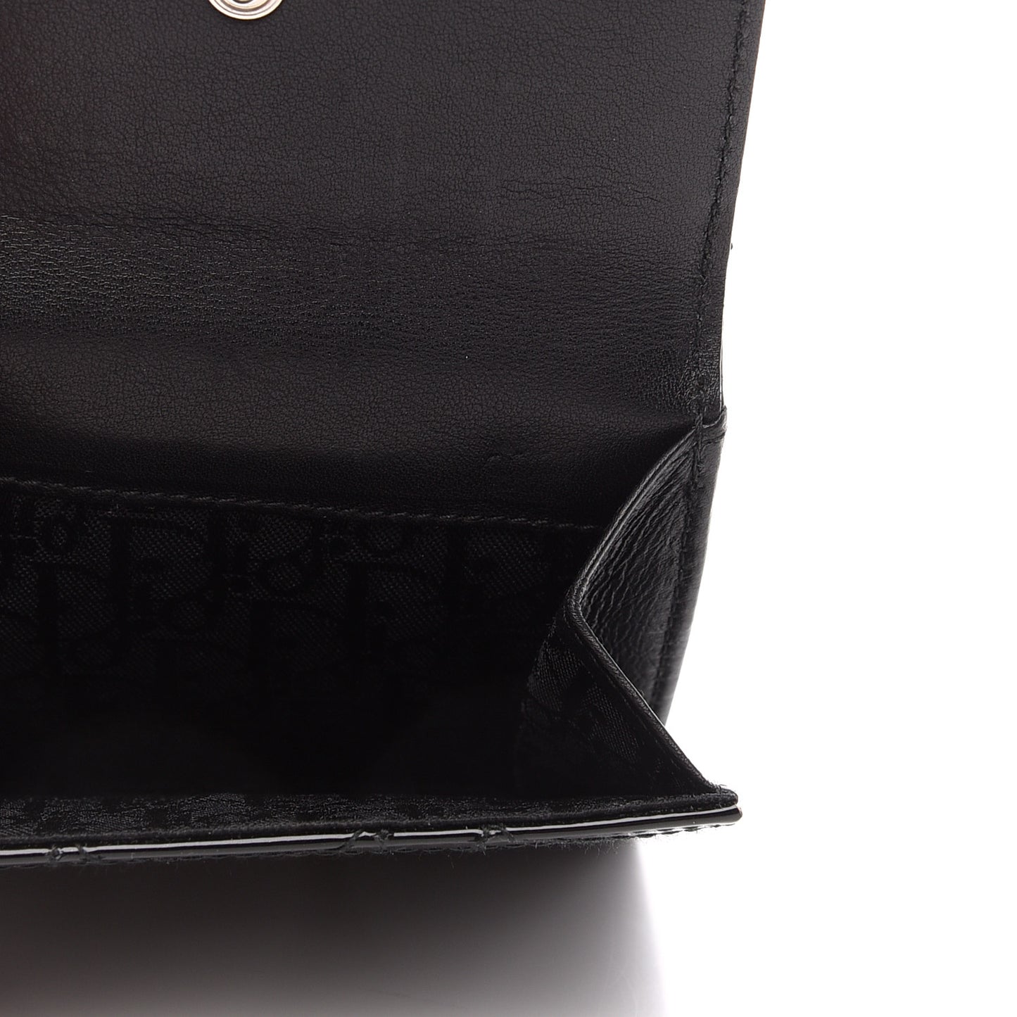 Patent Cannage Lady Dior Compact Wallet Black