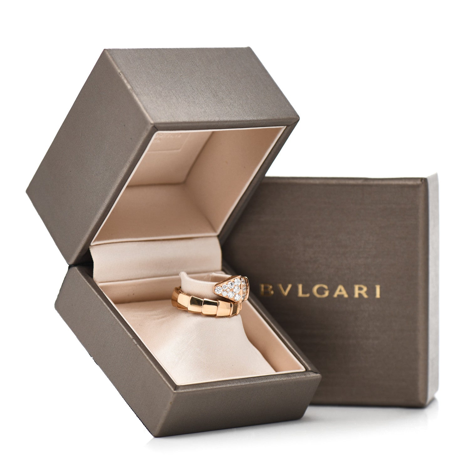 Bulgari 18K Rose Gold Diamond Serpenti Viper Ring L 5 of 5